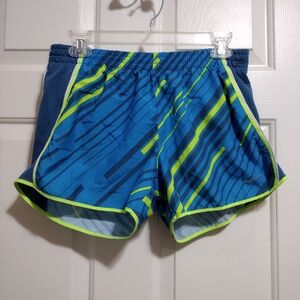 Nike Dri-fit Blue/Neon Athletic Shorts Women's Size Medium